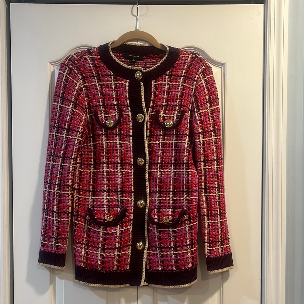 Ann Taylor Gold Button Cardigan